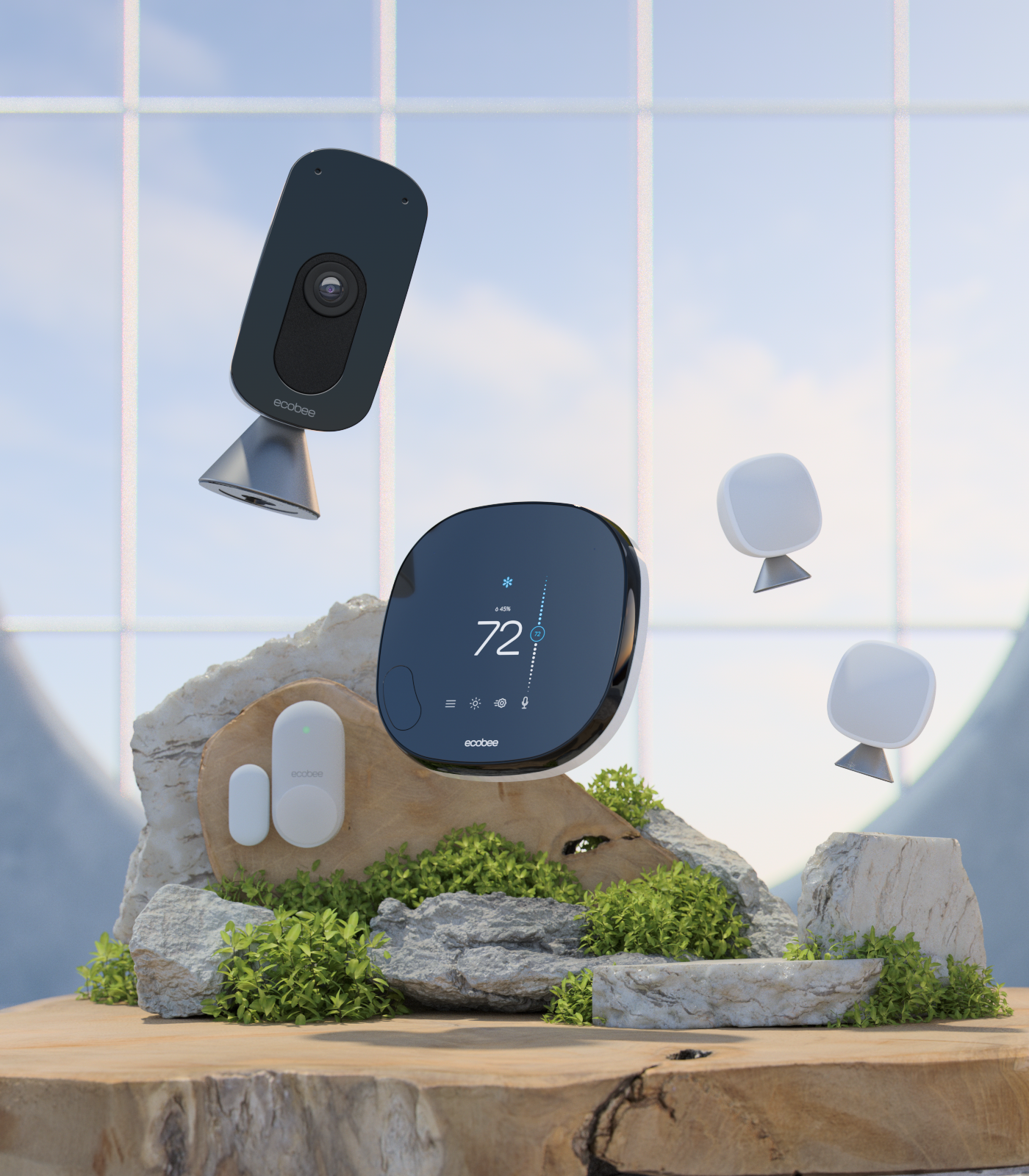 stationery materials laying on a grid